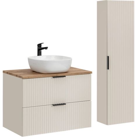 Meuble vasque à poser 80 cm + colonne - Georgia Cashmere - Livraison gratuite