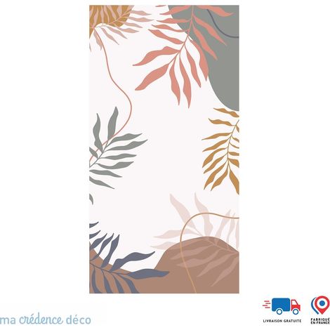 Panneau de douche : Dessin feuilles 2 - Couleur Rose - Alu composite - 90 - 245