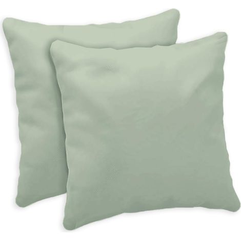 Lot de 2 taies d'oreiller, canapé, 50 x 50 cm, Housses de Coussin décoratives, 100% Coton, Effet Soie, Housses avec Fermeture éclair cachée, Bambou, modèle Atlanta (1/5)