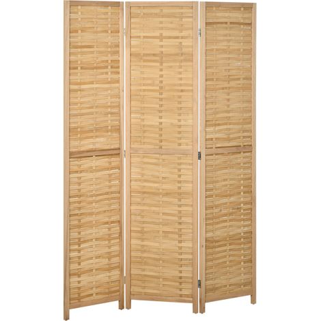 Paravent pliable 3 panneaux en bambou naturel 120x170 cm pour chambre ou salon (1/5)