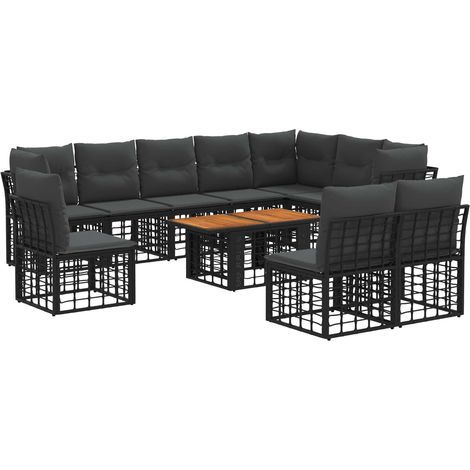 Conjunto de sofás de jardín 11 uds. Negro y gris oscuro vidaXL (1/5)