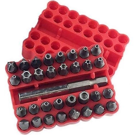 Jeu de 33 embouts de sécurité avec porte-embout magnétique, embout hexagonal inviolable S (1/4)