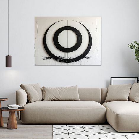 Wandbild Schwarz-weiße Kreise Imitation von Farbe Abstraktion 60x40 (1/4)