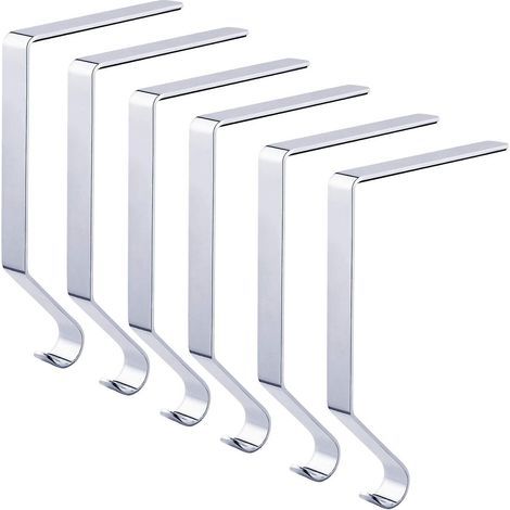 6 ganchos metálicos para calcetines navideños, ganchos para chimenea (1/5)