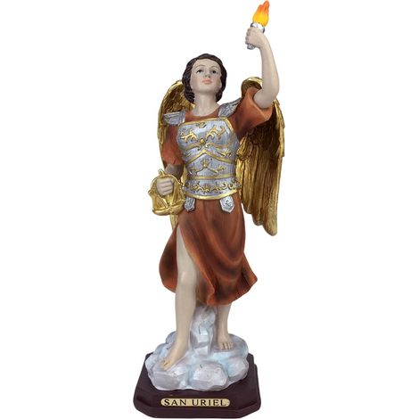 Figura religiosa di Sant'Uriele in resina, stile classico, ideale per la decorazione del pranzo