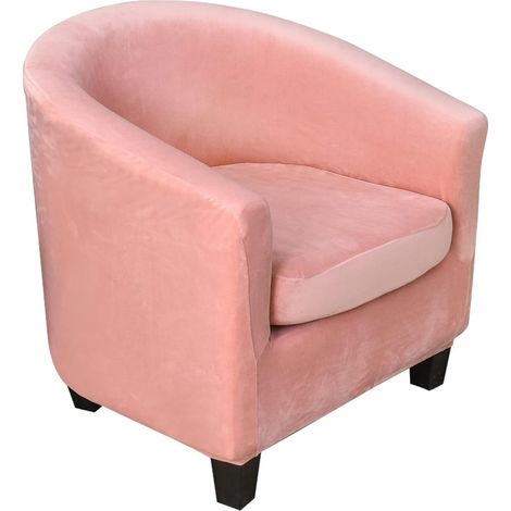 Housse de Fauteuil Velours Club Housse Fauteuil Salon Cabriolet Tub Chair avec Housse de Coussin Rose (1/5)