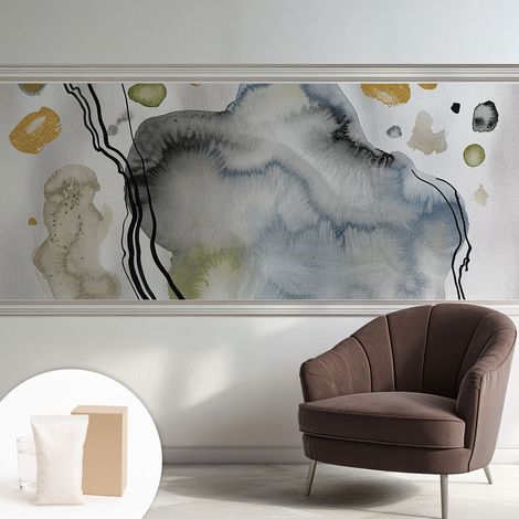 Papier peint intissé pour salon chambre à coucher peint imprimé Installation facile - Colle incluse gratuite Aquarelle abstraite 250x104 cm (1/5)