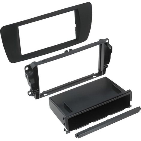Facade Autoradio FA255A compatible avec Seat Ibiza 08-15 - noir azabache AL6 2Din avec vide-poche