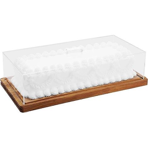 Présentoir à gâteaux en bois avec couvercle en acrylique, ensemble de présentation pour charcuterie, plateau à desserts en bois avec couvercle, plateau rectangulaire rabattable (1/5)