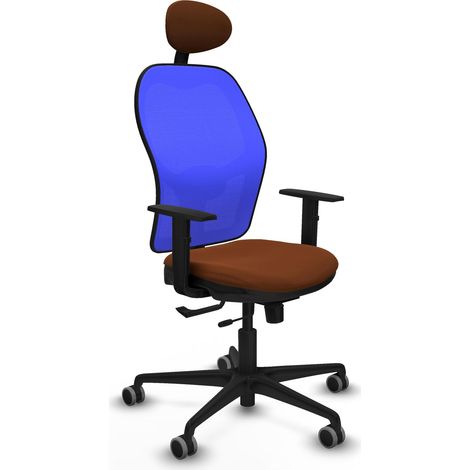 Silla piqueras y crespo Jorquera cuero sintético marrón malla azul (1/2)