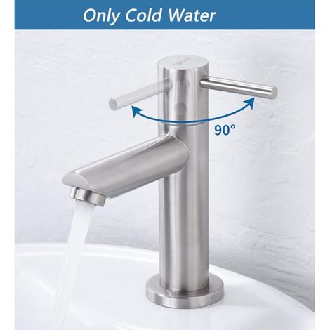Miscelatore per bagno, rubinetto monocomando per lavabo, acciaio inox, grigio (1/4)