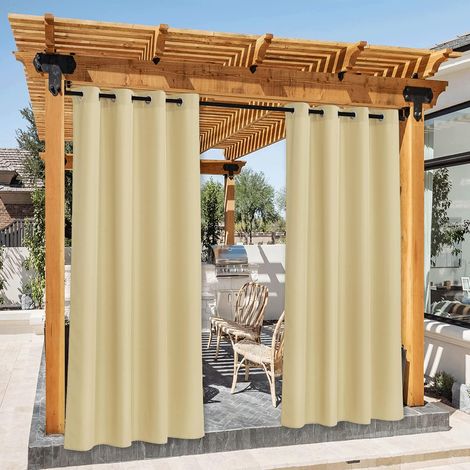 2 Pièces Rideau pour Pergola, Oeillets Antirouille, Toile Imperméable, Isolant Chaleur Lumière, Intérieur Extérieur (1/5)