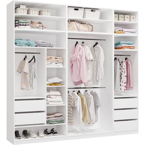 OPENO CONJUNTO 260/250 - Armario modular - Cajones Barras Estantes - 260x250x50 cm - BLANCO (1/5)