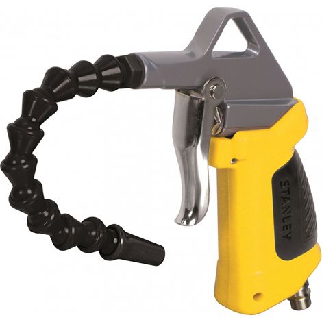 Pistola de soplado neumática con boquilla larga flexible Stanley 150035XSTN616, presión 4 bar, consumo 150 l/min, ideal para limpieza en espacios reducidos, color negro