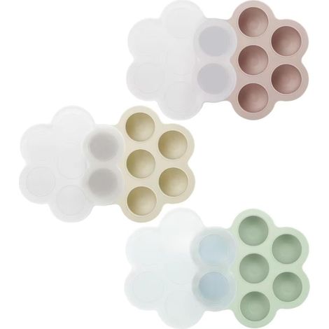 Plateaux en silicone pour congeler les aliments pour bébé (3 unités, avec couvercles), pour conserver les aliments faits maison, les fruits, les purées et le lait maternel. (1/5)