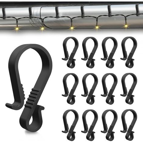 40 PCS Crochets Guirlande Exterieur Noirs, Crochet Gouttiere en Plastique Réutilisables pour Suspension des Guirlandes Lumineuses de Noël, Décorations de Sapin de Noël. (1/5)