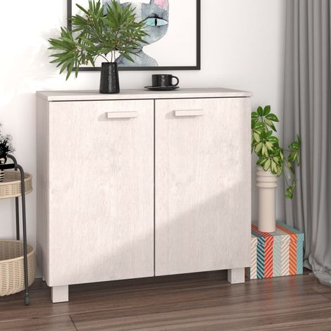 Sideboard HAMAR Weiß 85x35x80 cm Massivholz Kiefer