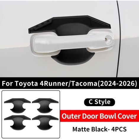 (Tacoma 2024-2026-C Noir mat) Convient aux Toyota 4Runner Tacoma 2024-2026. Garniture de poignée de porte noire, protection de peinture, accessoire de style extérieur en plastique ABS. (1/4)