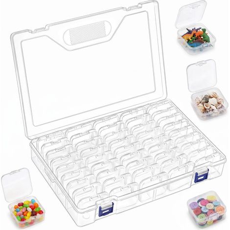 45 Pièces Mini Boîtes de Rangement en Plastique Transparent avec Couvercle, pour Ranger des Perles, Boucles D'oreilles, Vis et Petits Objets (5,5 x 5,5 x 2 cm) (1/5)