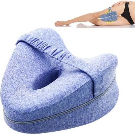 Oreiller de jambe - Mousse à mémoire de forme - Bleu - Confort médium (1/4)
