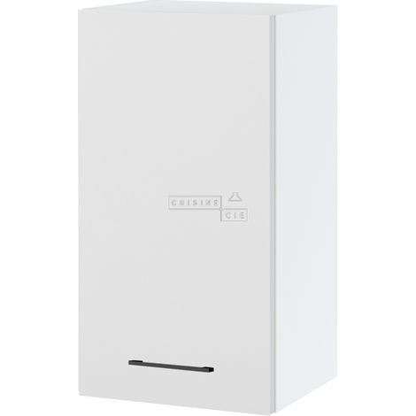 Meuble haut de cuisine Lovia Blanc Mat 1 porte L 40 cm - Porte avec poignée apparente White (1/2)