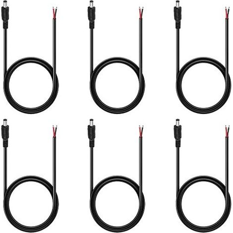 5.5 X 2.1mm DC Power Supply Pigtail Cables, 12V 10A DC Power Connector, Power Connector for CCTV, Surveillance Camera, LED Strip and Low Voltage Applications, 1m