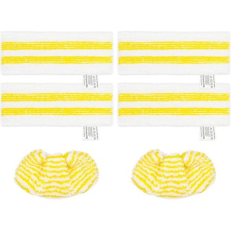 Lot de 6 Chiffons en Microfibre Les Nettoyeurs Vapeur Compatible avec Kärcher EasyFix SC 2, SC 3, SC 4, SC 5 – Nouveau Set avec 4 tampons pour Sol et 2 tampons manuels