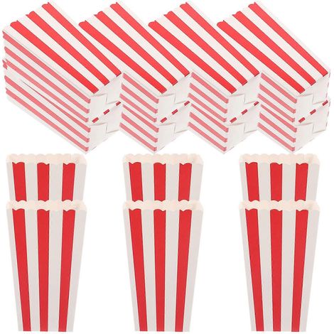 24 boîtes à popcorn, seaux à popcorn et boîtes à frites jetables pour vos soirées cinéma-11.5X7cm-Red (1/2)