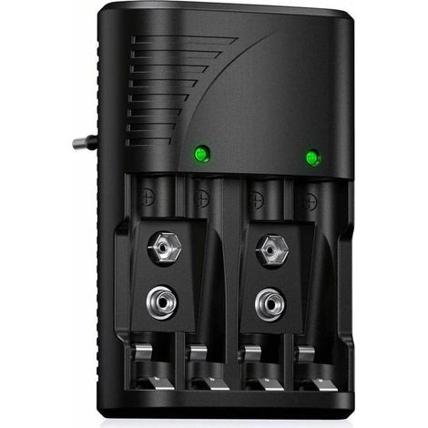 Chargeur de Piles Universel pour AA/AAA/9V, Chargeur Rapide 6802 pour Piles Rechargeables NI-MH AA/AAA ou 9V, avec Indicateur LED, Tension Mondiale.-Autres (1/5)