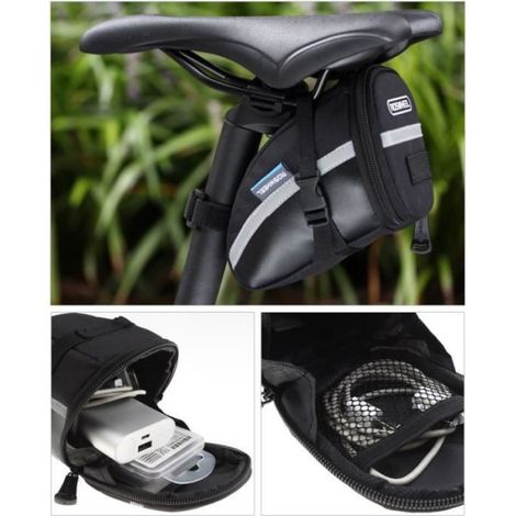 Sacoche De Selle - Pochette Arrière Pour Vélo - En Polyester PVC Et Cuir PU - Fixation Velcro - 1 Pièce (1/2)