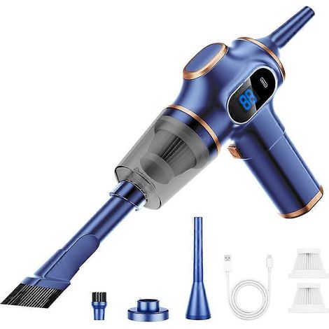 Aspirateur sans fil pour voiture, appareil ménager, canapé, bureau, machine de nettoyage haute puissance, mini aspirateur, nettoyeur de tapis bleu (1/5)
