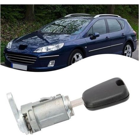 Lntyq Serrure Barillet pour Porte Compatible avec Peu-g-e0t 307 407,Barillet Serrure Cylindre Serrure de Porte Avant Gauche 9170R4 9170R5 (1/5)