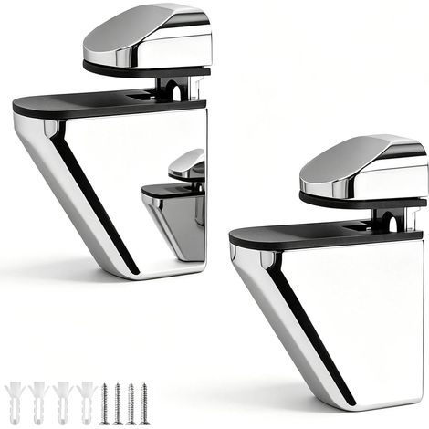 soportes ajustables para estantes, adecuados para abrazaderas de vidrio cuadradas para espejos de encimera en el hogar, hoteles, oficinas y peluquerías (distancia ajustable de 3 a 20 mm). (1/5)