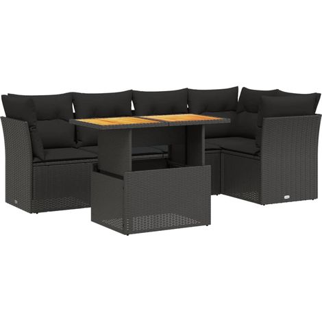 Maison Exclusive - Salon de jardin 5 pcs avec coussins noir résine tressée (1/3)