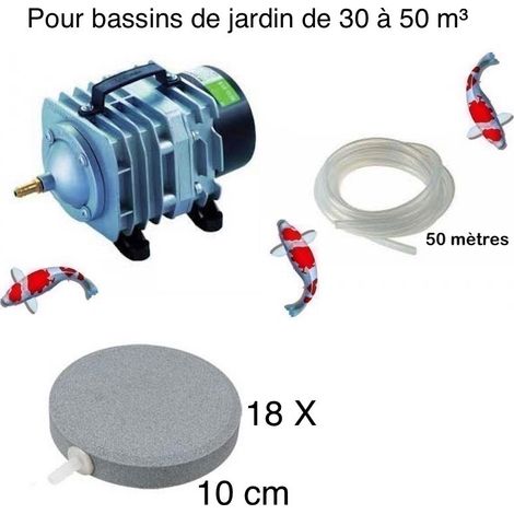 Set aération bassin de jardin 18 disques 10 cm de 30000 à 50000 litres (1/5)