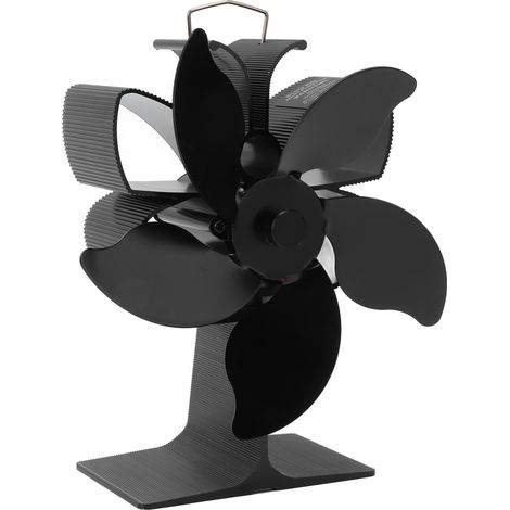 Ventilateur de cheminée thermique noir 5 pales, sans électricité, résistant à la chaleur, économique et écologique pour poêle (1/5)