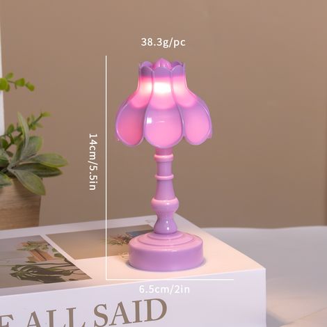 Veilleuse créative en forme de lotus, lumière violette chaude, 1,5 W, décoration de bureau, petite lumière d'ambiance, c (1/4)