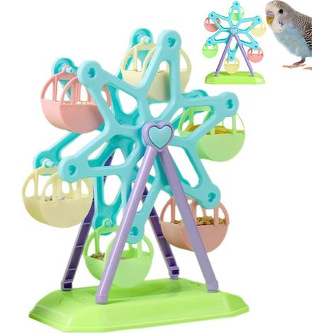 Roue d'exploration pour perroquets, jouet interactif avec mangeoire rotative et distributeur de nourriture, jeu de réflexion, perchoir pour petits oiseaux en cage, divertissement pour perroquets et ca (1/5)