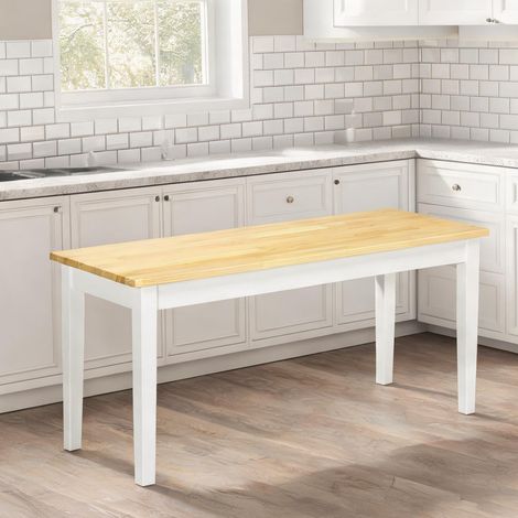 Banc de salle à manger blanc en bois de pin 102 x 36 x 45 cm (1/5)