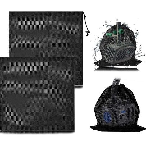 2 Pièces Sac En Filet De Pompe, Sac Filtrant De Pompe à Eau En Maille, Sac De Barrière De Pompe, Sac Protection De Pompe, Avec Cordon De Serrage Pour Filtres Biologiques De Bassin (45 x 45 Cm)