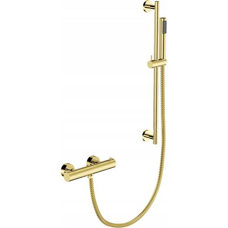 Conjunto de ducha de superficie VEO II Gold con termostato Besco. (1/2)
