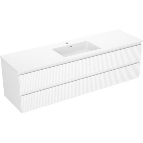 Mexen Rivel armario de ba帽o de 160 cm con lavabo Otis, 2 cajones, acanalado, blanco mate - 91A20-16047-2-BFF01-W18M01 (1/5)