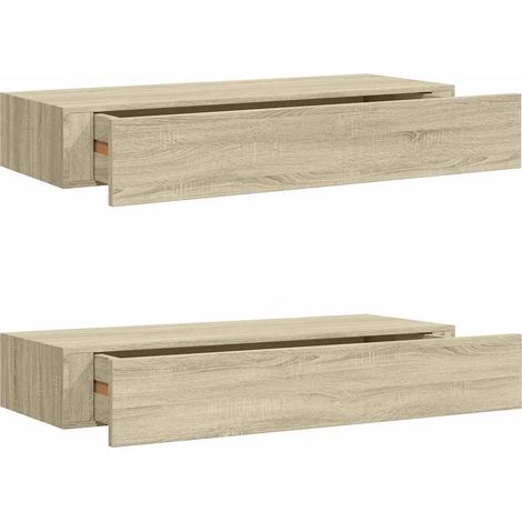 Maison Exclusive - Wandregale mit Schubladen 2 Stk. Eichen-Optik (1/5)