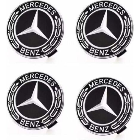 BUNTHAUS Ensoleille – Cache moyeux Mercedes Benz 75mm – Lot de 4 capuchons ABS – Remplacement d'enjoliveurs usés – Intégration parfaite et résistance optimale (1/5)
