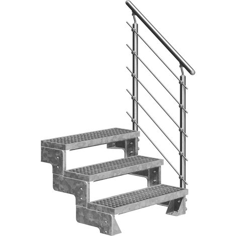 Dolle Außentreppe Gardentop 54-66cm Geschosshöhe mit Gitterrost 80cm breit mit Prova-Geländer