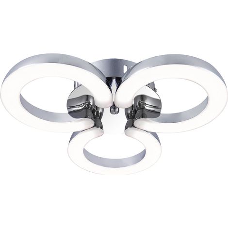 Plafoniera a LED plafoniera cromata design moderno soggiorno lampada da soffitto, design ad anello, 1x LED 27 watt 1220 lumen bianco caldo, LxPxA 30,5 x 28 x 8 cm