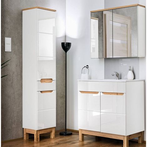 Ensemble meubles de salle de bain complet - Blanc - 80 cm - Cintra White - Livraison gratuite (1/5)