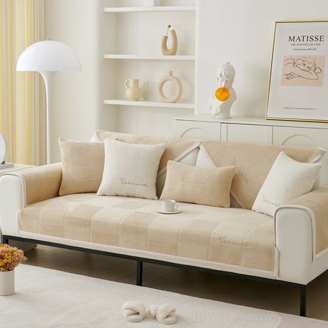 Sofabezug Ecksofa l Form Wasserdicht, sofaschoner rutschfest Hund Katze Couch Überzug Ecksofa u Form Decke Universal 3/2/4/1sitzer Sofa - leichtes Curry 110x110cm