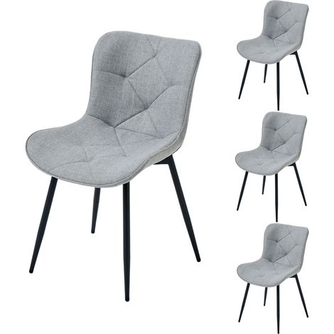PPkrimnel Lot De 4 Chaises À Manger Gris Clair Avec Pieds Métalliques (1/5)