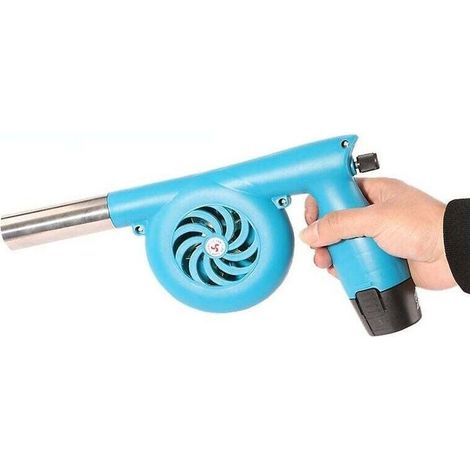 Barbecue extérieur camping souffleur électrique rechargeable grand vent petit souffleur (bleu)- (1/5)